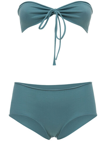 ISOLE & VULCANI Seamless Cotton Jersey Bikini in blue