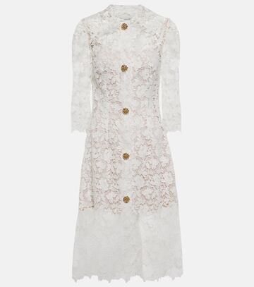 oscar de la renta embellished lace midi dress in white