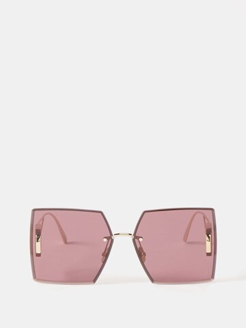 dior - 30montaigne oversized rimless square sunglasses - womens - burgundy gold