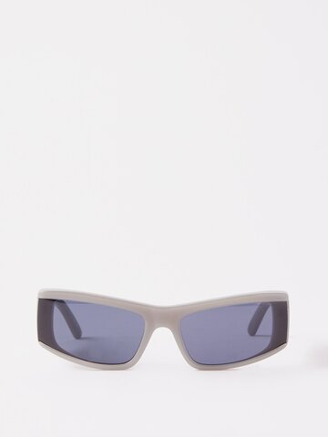 balenciaga eyewear - rectangle acetate sunglasses - womens - grey black