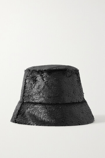 eugenia kim - yuki sequined satin bucket hat - black