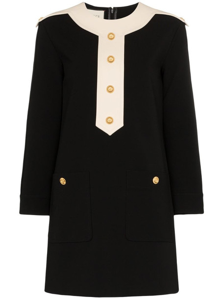Gucci button-embellished shift mini dress in black