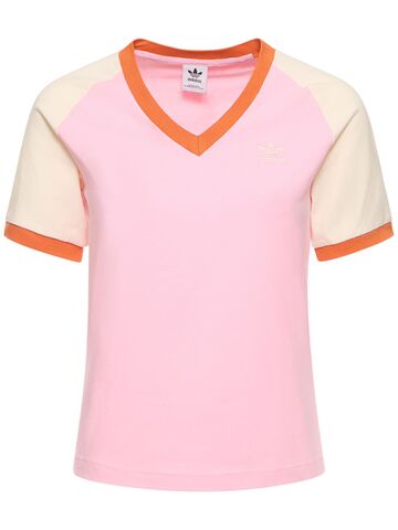 ADIDAS ORIGINALS Cali V-neck T-shirt in pink
