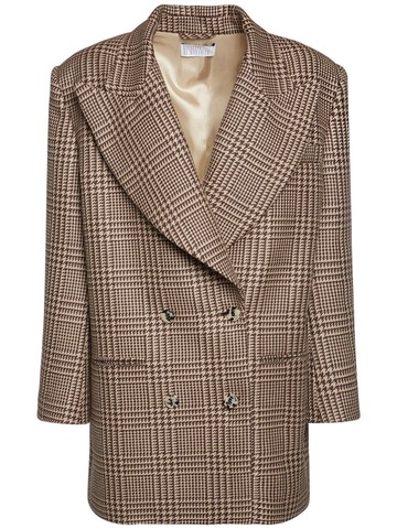 GIUSEPPE DI MORABITO Prince Of Wales Wool Oversize Blazer in brown / multi