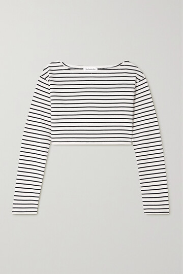 the frankie shop - tilla cropped striped cotton-jersey top - white