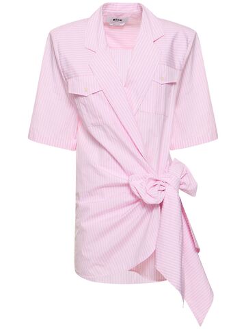 msgm cotton poplin mini dress in pink