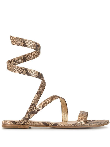 Gianvito Rossi snake print sandals in brown