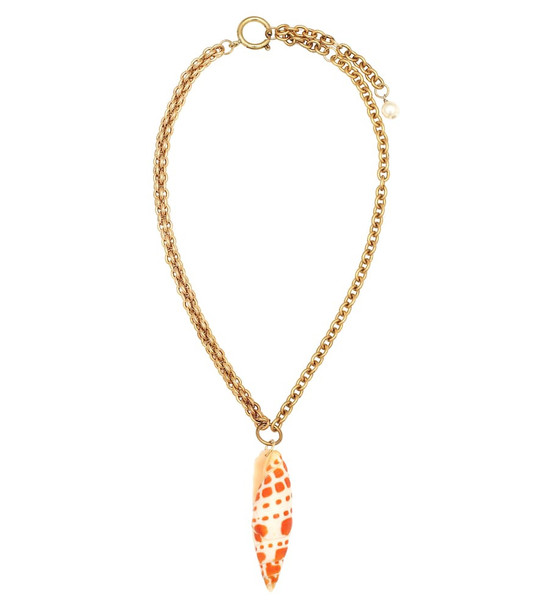 marine serre seashell and pearl necklace in gold - Wheretoget