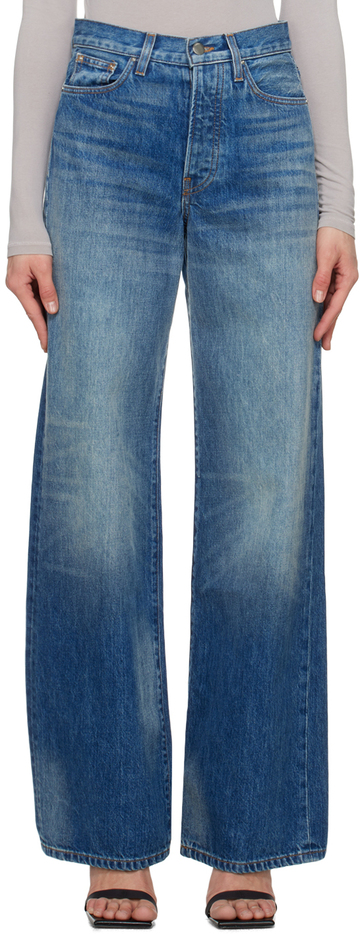 amiri blue wide-leg jeans in indigo