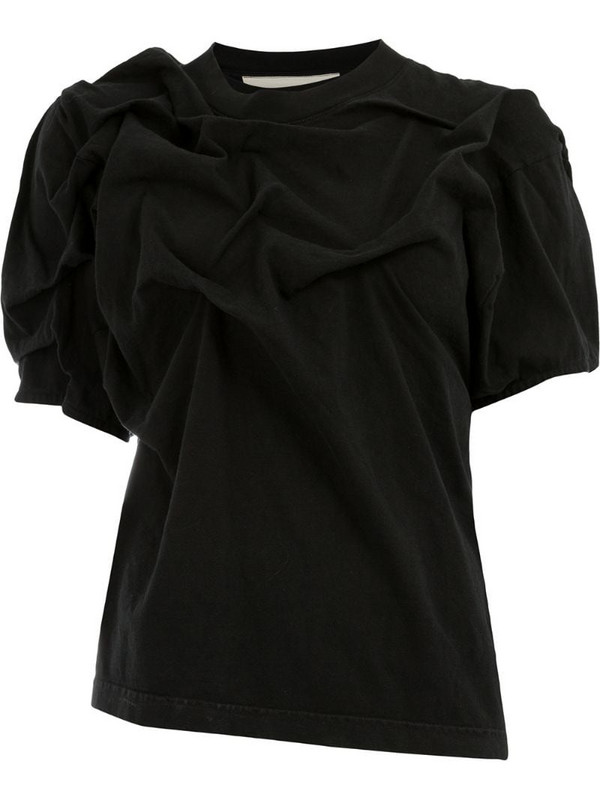 Aganovich asymmetric ruched T-shirt in black