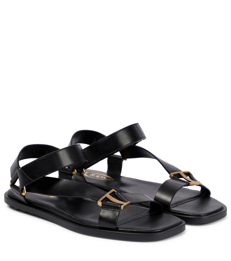 Tod's T leather sandals in black