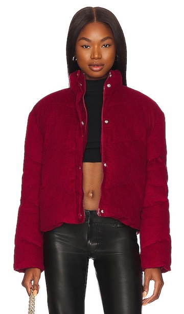 Central Park West Blake Corduroy Quilted Jacket in Red in crimson