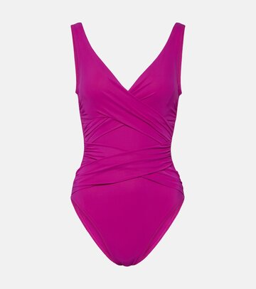 karla colletto basics draped swimsuit in purple