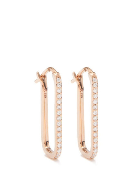 Raphaele Canot - Diamond And 18kt Rose-gold Hoop Earrings - Womens - Rose Gold