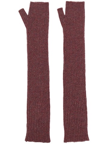barrie fingerless crochet cashmere gloves - red
