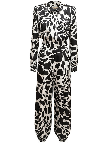 ALEXANDRE VAUTHIER Giraffe Print Twill Jumpsuit in black / white