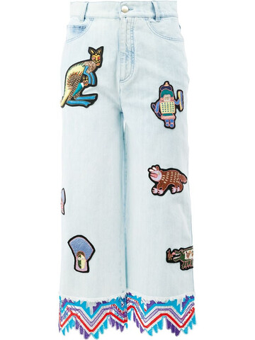 Peter Pilotto embroidered patch cropped jeans in blue