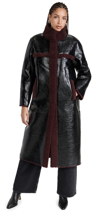 apparis tilly patent reversible coat noir,burgundy s