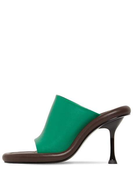 JW ANDERSON 90mm Bumber Leather Mules in brown / green