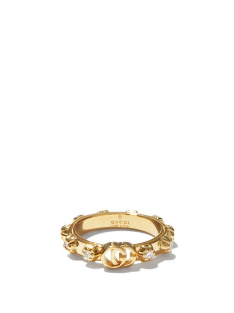 Gucci - GG-logo Diamond & 18kt Gold Ring - Womens - Yellow Gold