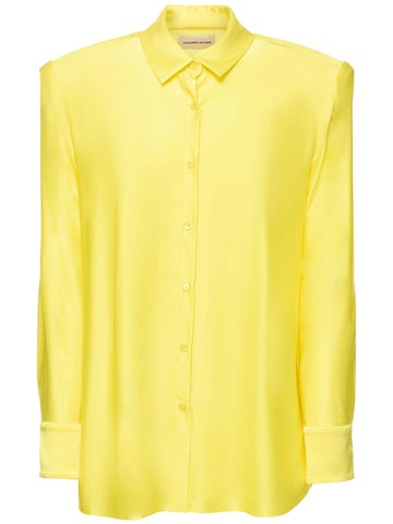 ALEXANDRE VAUTHIER Shiny Jersey Shirt W/ Shoulder Pads in yellow