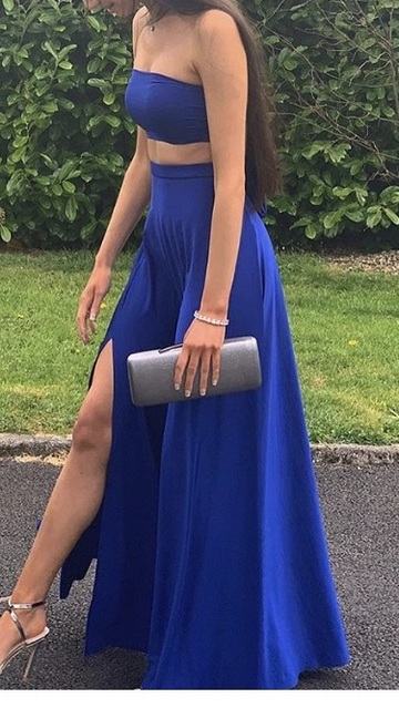 dress,royal blue,two piece dress set