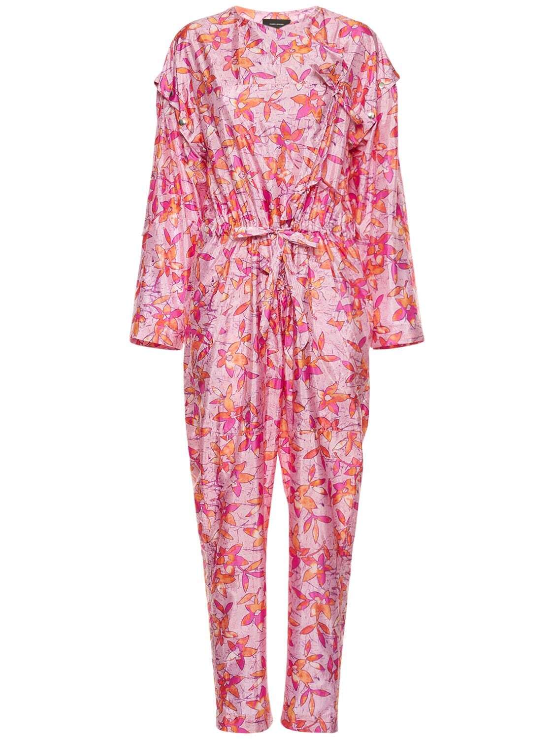 ISABEL MARANT Lympia Printed Silk Blend Jumpsuit in pink / multi