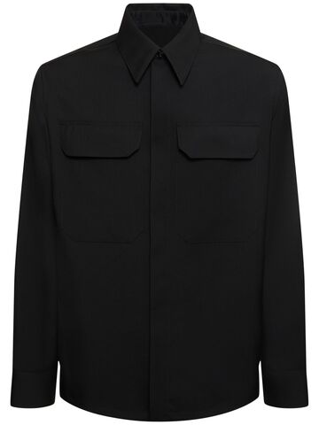 jil sander fine wool gabardine shirt in black