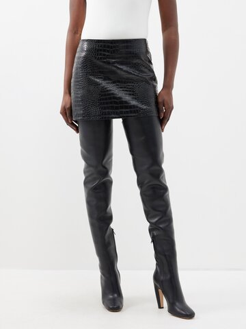 the frankie shop - mary crocodile-effect faux-leather mini skirt - womens - black