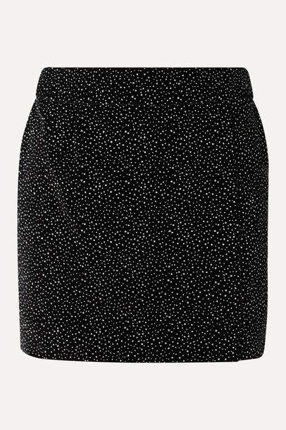 Bella Freud - Glittered Cotton-velvet Mini Skirt - Black