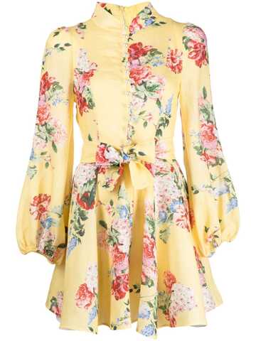 forte dei marmi couture floral-print linen mini dress - yellow