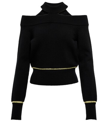 Alexander McQueen Cold shoulder wool sweater in black