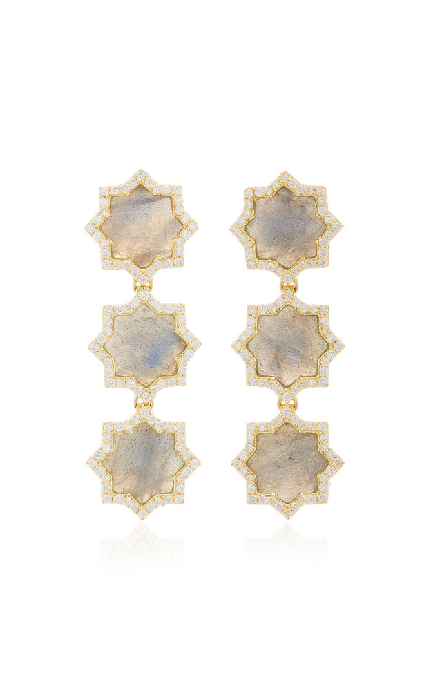 Amrapali Triple Star 18K Gold, Labradorite And Diamond Earrings in blue