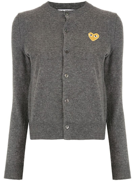 Comme Des Garçons Play logo-patch knitted cardigan in grey