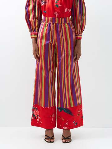 Rianna + Nina Rianna + Nina - Striped Vintage-silk Wide-leg Trousers - Womens - Multi
