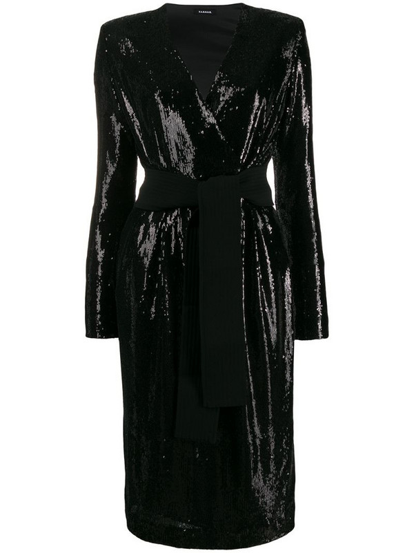 P.A.R.O.S.H. long sequinned party dress in black