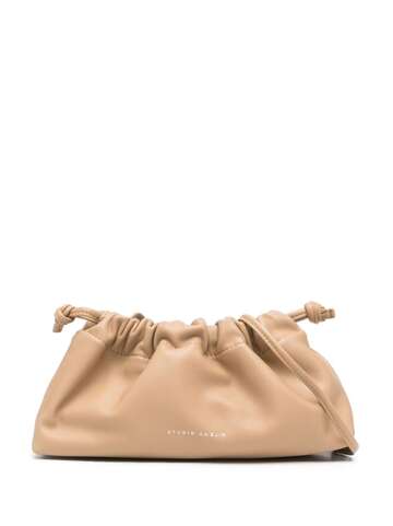 studio amelia drawstring leather crossbody bag - neutrals