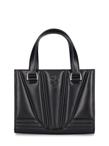 FERRARI Mini Smooth Leather Tote Bag in black