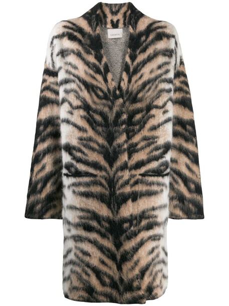 Laneus oversized tiger pattern coat in neutrals