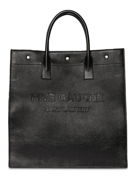 SAINT LAURENT Rive Gauche N/s Leather Tote Bag in black