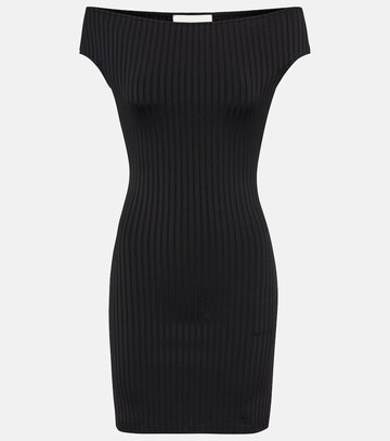 ami paris ribbed-knit off-the-shoulder minidress in black