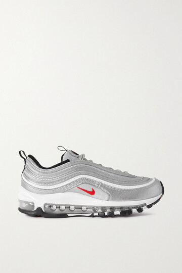 nike - air max 97 og metallic mesh and faux leather sneakers - silver