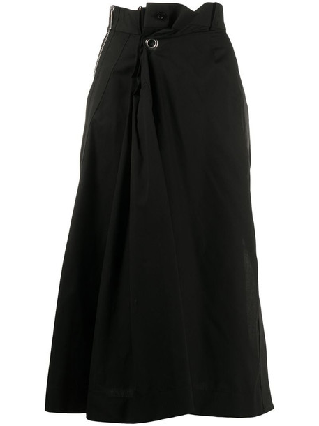 Sacai gathered wrap skirt in black
