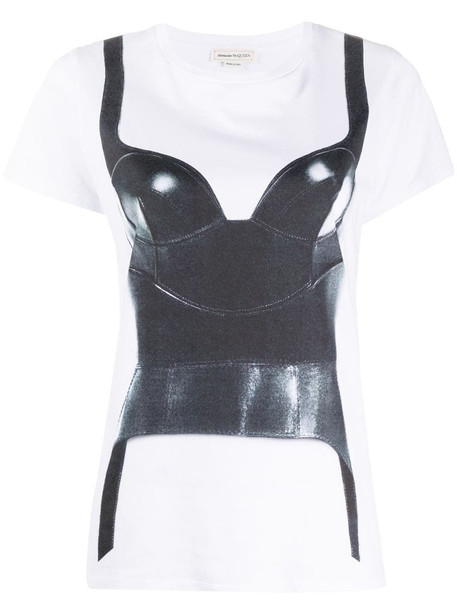 Alexander McQueen corset print T-shirt in white