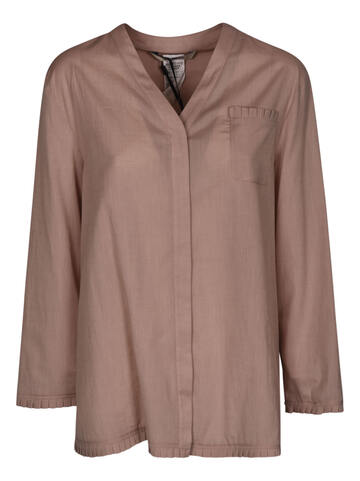 Max Mara The Cube Pleat Trimmed V-neck Shirt in pink