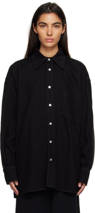 mm6 maison margiela black oversized denim shirt