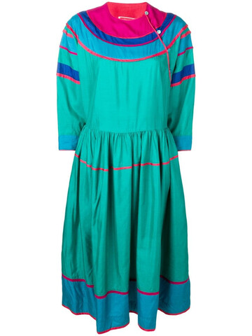 Kenzo Pre-Owned colour block silk dress in blue