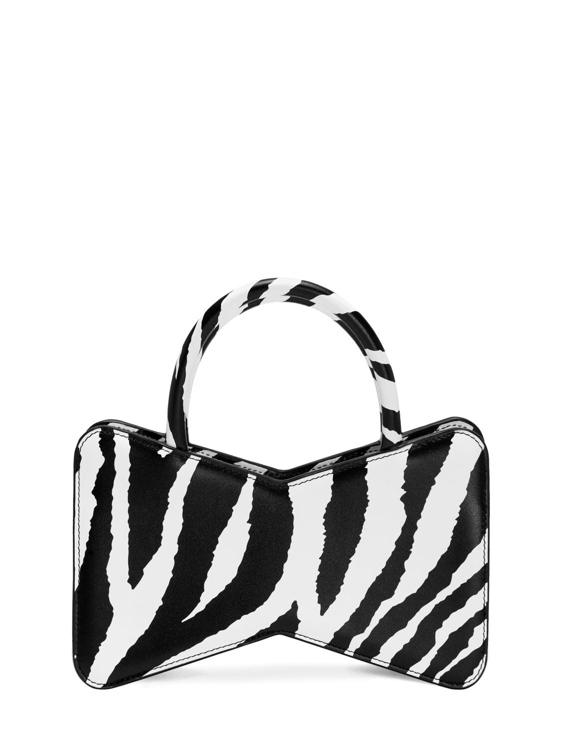 MACH & MACH Medium Bow Zebra Print Leather Bag in black / white