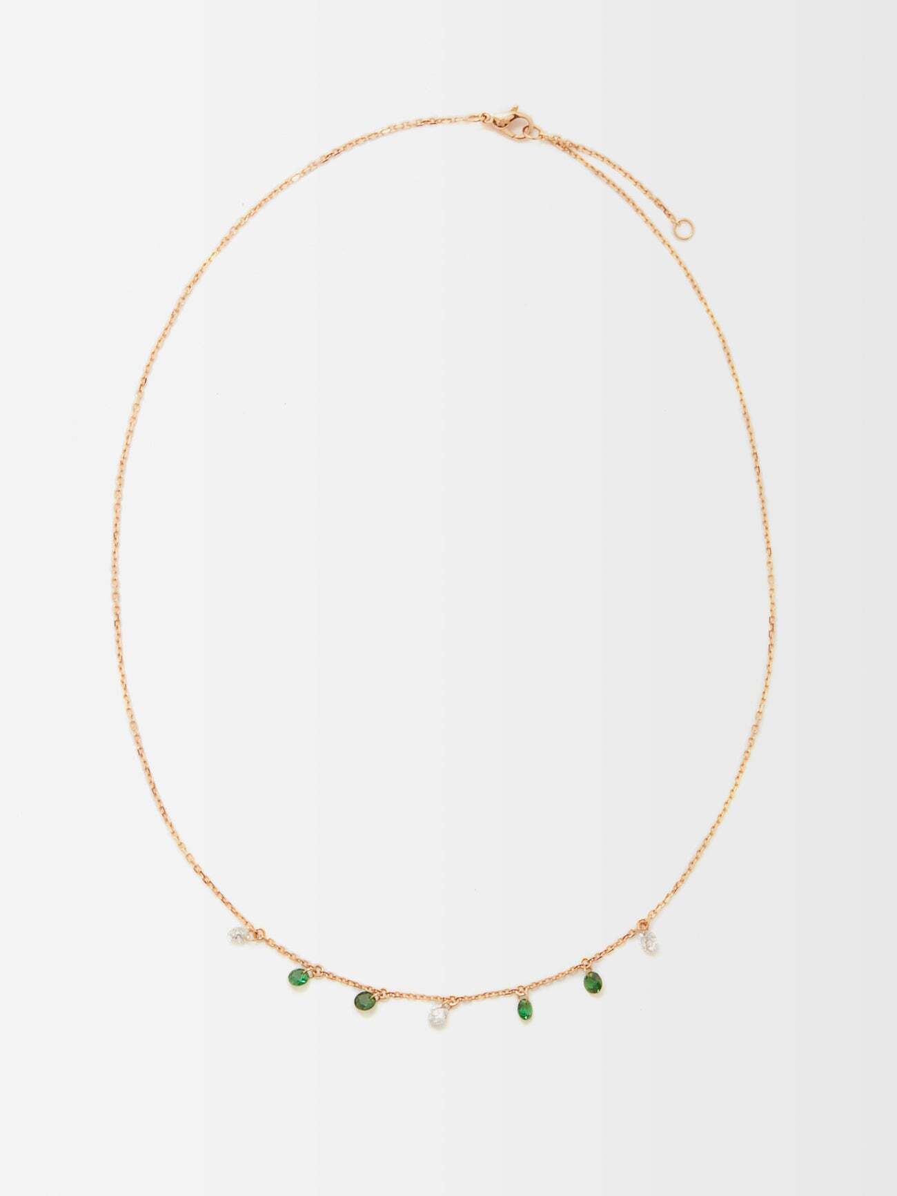 Raphaele Canot - Set Free Diamond, Tsavorite & 18kt Gold Necklace - Womens - Green Multi