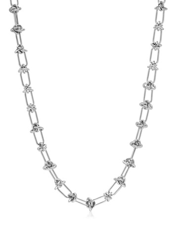 nialaya jewelry knot-detail chain-link necklace - silver